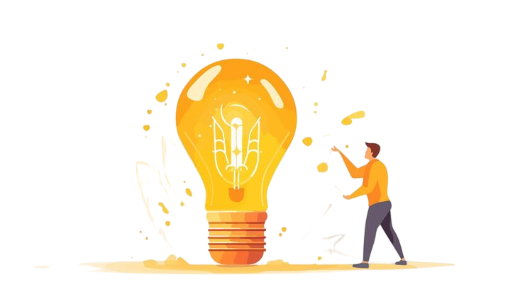 Illustration of innovative solution with lightbulb representing the Jeeman platform